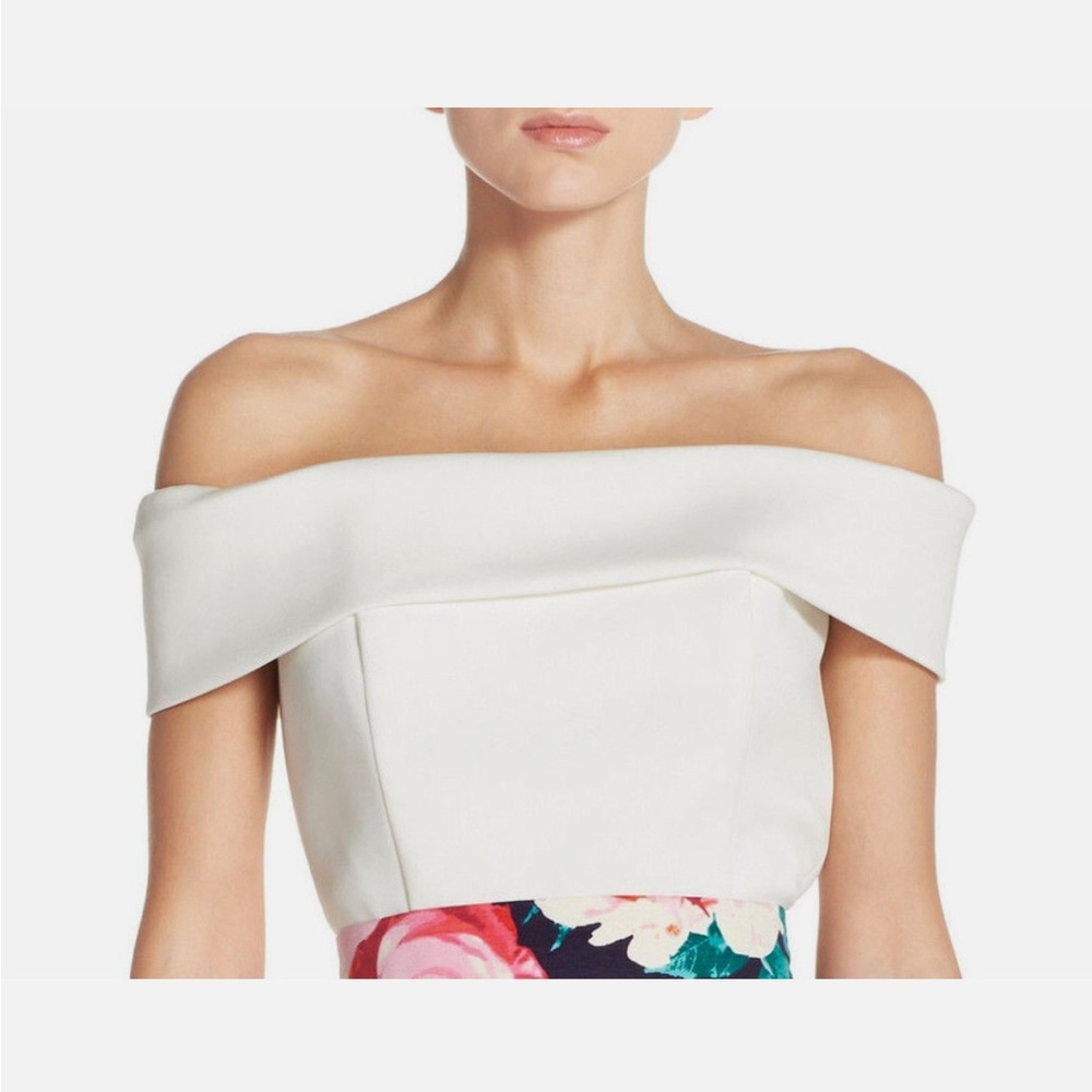NWT Eliza J Off Shoulder Sleeveless Scuba Crop Top in Ivory
